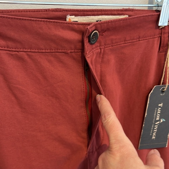Tailor Vintage Airotec Cotton Canvas Chino Slim Fit Stretch Red Mens 36x30 NEW - Picture 8 of 16